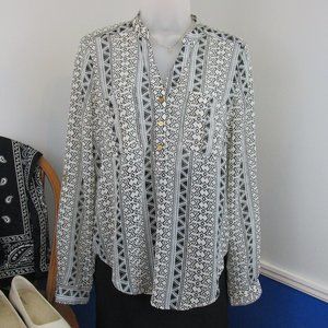 A.N.A V-Neck Popover Tunic Roll-Tab Blouse